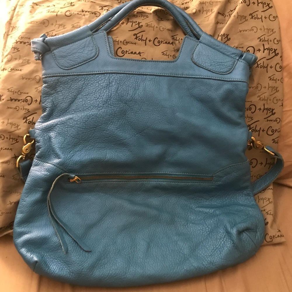 Foley + Corinna Mid City Tote, Bright Blue leather